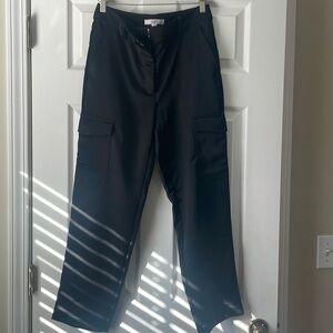 LAST CHANCE Black satin cargo pants